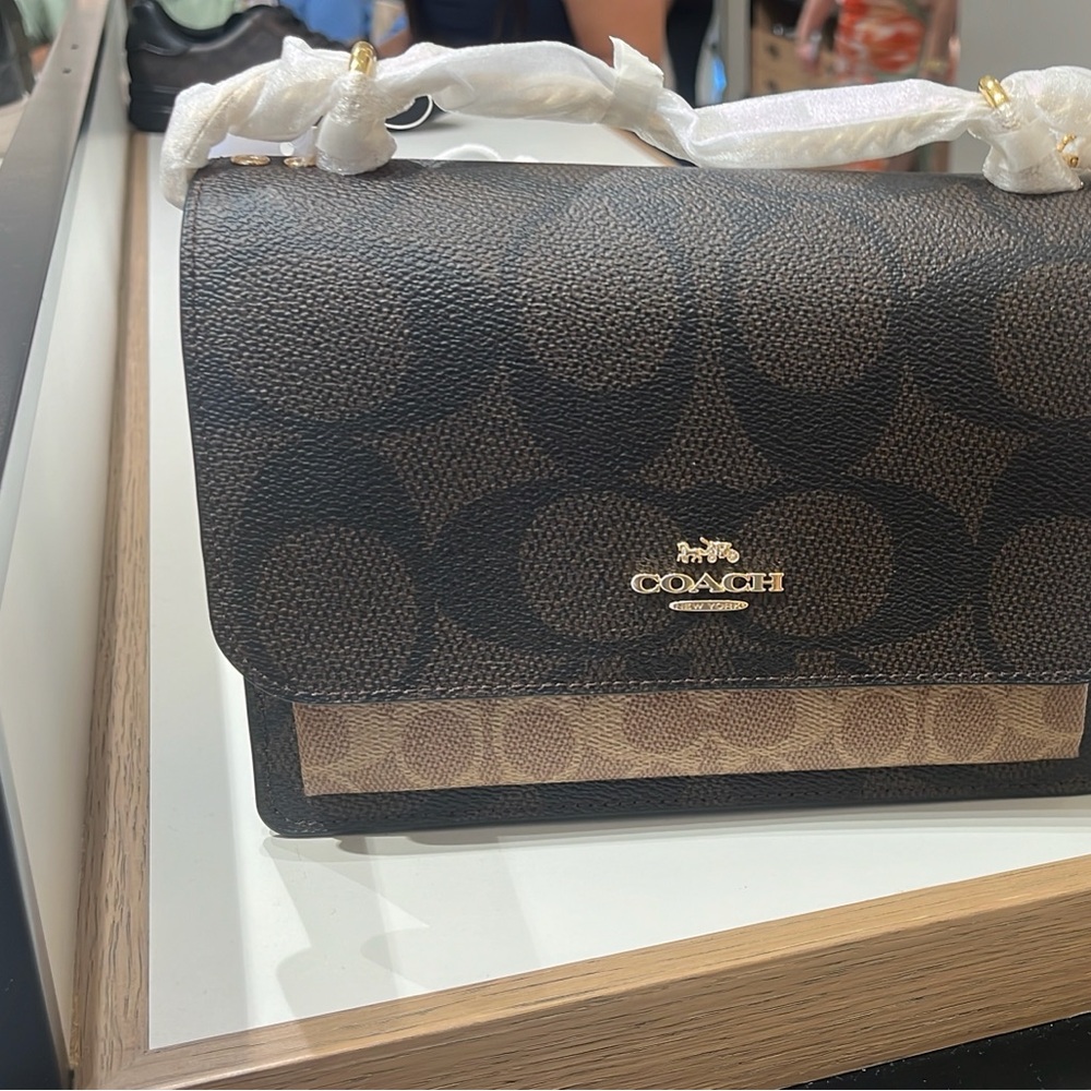 Coach Signature Brown and Black Crossbody Bag